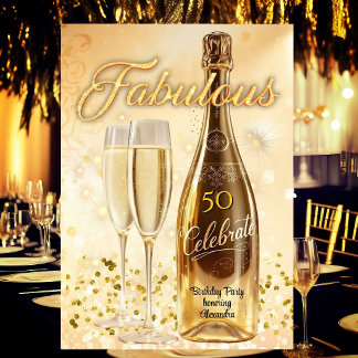 Feestelijke Verjaardagsfeest Gouden Champagne Glaz Kaart