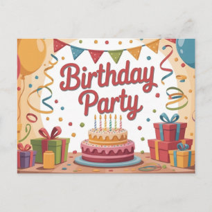 Feestelijke verjaardagsfeest illustratie met cake briefkaart