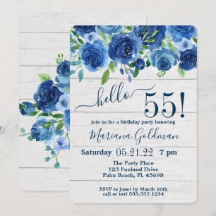 Feestelijke verjaardagsfeest in Navy Blue met bloe Kaart
