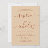 Feestelijke Verloving | Warm Perzik Zand Script Tr