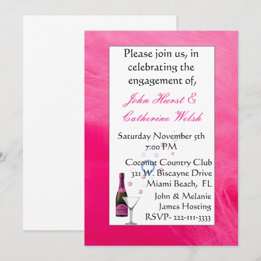 Feestelijke verlovingsfeestuitnodiging kaart (Voorkant / Achterkant)