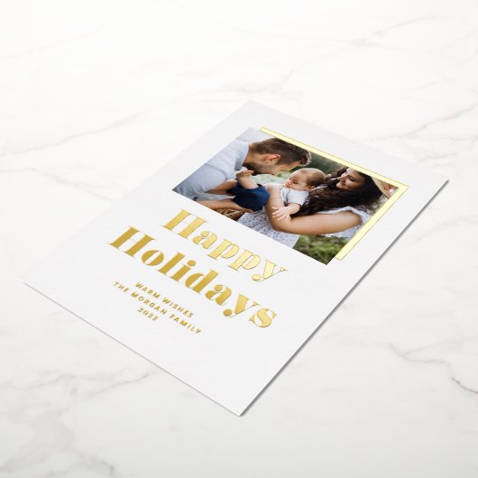 Feestelijke Vetgedrukte Typografie Foto Prettig Ke Folie Feestdagenkaart (Gedraaid)