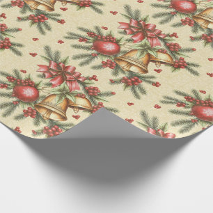 Feestelijke Victoriaans kerstklokken Bogen Cadeaupapier