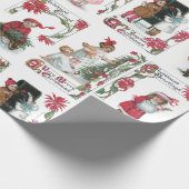 Feestelijke Victoriaans Kinderen w / Kerstmis Groe Cadeaupapier (Hoek)