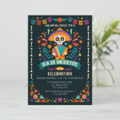 Feestelijke Viering van Dia De Muertos Kaart (Staand voorkant)
