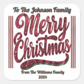Feestelijke vierkante Sticker voor kerst (Voorkant)