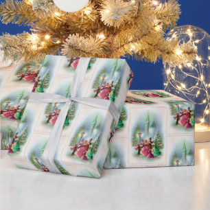 Feestelijke Vintage de partijomslag van Carolers Cadeaupapier