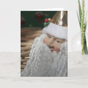 Feestelijke Vintage Gezicht van Kerstman Feestdagen Kaart