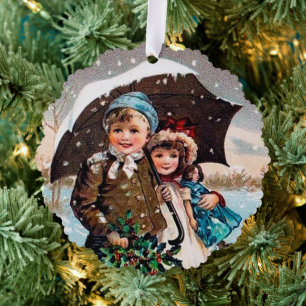 feestelijke vintage kerst tekst toevoegen kinder ornament kaart
