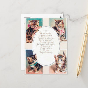 Feestelijke vintage kerstkatten gedicht briefkaart