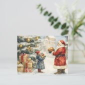 Feestelijke Vintage Kerstscène Briefkaart (Staand voorkant)