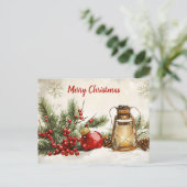 Feestelijke Vintage Kerstscène Briefkaart (Staand voorkant)