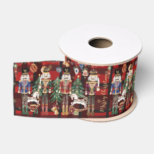 Feestelijke Vintage Notenkraker Soldaten Rood Scho Grosgrain Lint