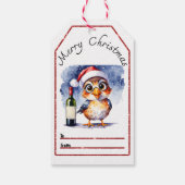 Feestelijke vogel- en wijnkerst label cadeaulabel (Achterkant)