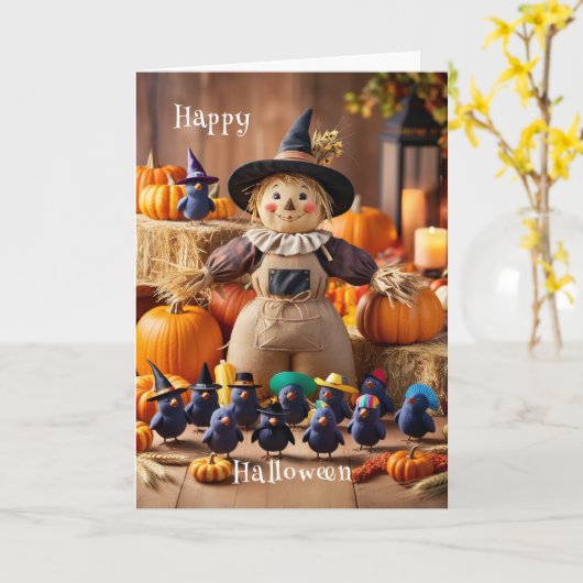 Feestelijke vogelverschrikker en pompoen patch Hal Kaart (Gele Bloem)