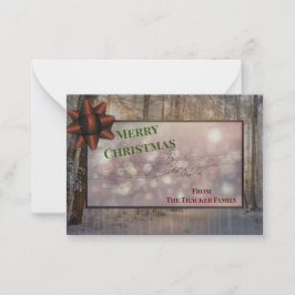 Feestelijke vorst en sprankeling: zonovergoten vak notitiekaartje