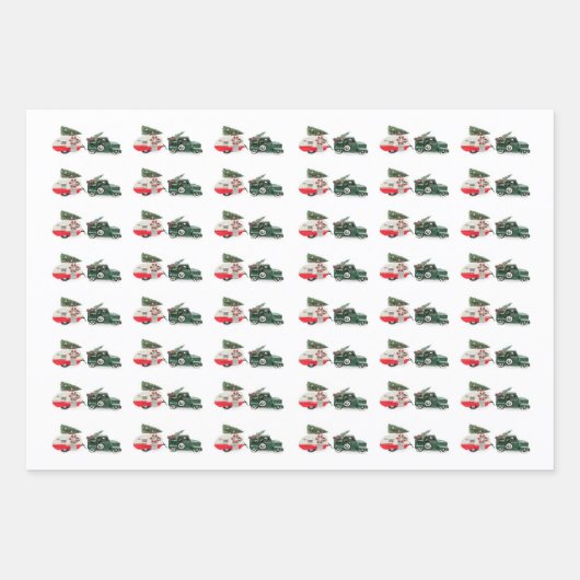 feestelijke vrachtwagen en camper Kerstmis rood en Inpakpapier Vel (Voorkant)