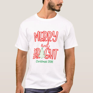 Feestelijke Vrolijk en Heldere Kerstboom Rood Groe T-shirt