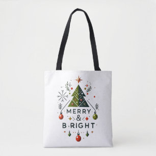 Feestelijke vrolijke en heldere kerstboom ontwerp draagtas