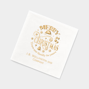 Feestelijke Vrolijke Kerst #3 Bedrijf / Familienaa Folie Servetten