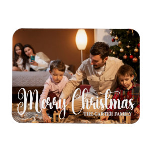 Feestelijke vrolijke kerst familie herinnering fot magneet