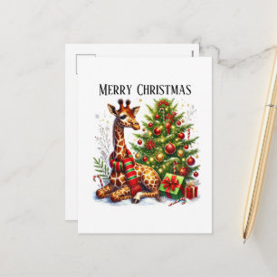 Feestelijke vrolijke kerst giraf jungle feestdagenkaart