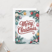 Feestelijke vrolijke kerst Kaart (Voorkant / Achterkant in situ)