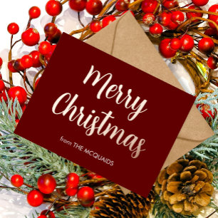Feestelijke vrolijke kerst roze goud bordeauxrood folie feestdagen briefkaart