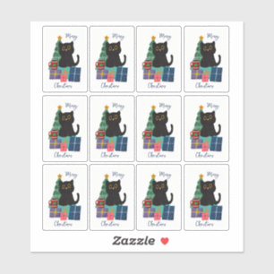 Feestelijke vrolijke kerst schattige zwarte kat ko sticker