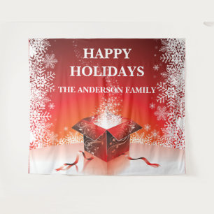 Feestelijke vrolijke kerstcadeau surprise sneeuwvl wandkleed