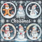 Feestelijke vrolijke kerstkaart sticker (Voorkant)