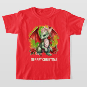 Feestelijke Vrolijke Kerstmis draak toevoegen T-shirt