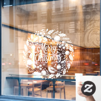 Feestelijke 'Vrolijke Kerstmis' Krijtbord Krans Cl Raamsticker