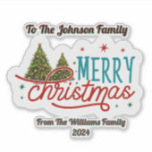 Feestelijke Vrolijke Kerstmis Sticker (Voorkant)