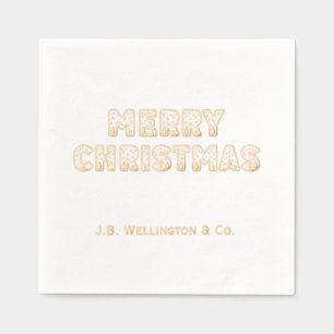 Feestelijke vrolijke kersttypografie bedrijfsnaam folie servetten
