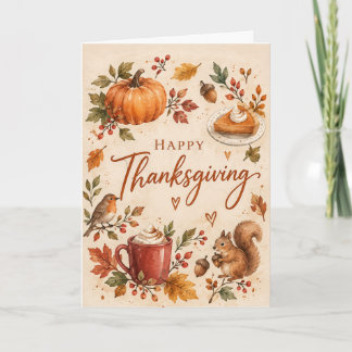 Feestelijke vrolijke Thanksgiving-vakantiegroet Kaart