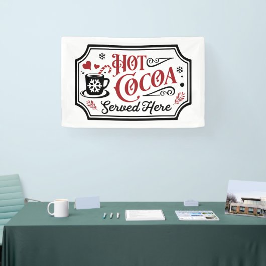 Feestelijke warme cacao geserveerd hier Kerstmis Spandoek (Beurs)