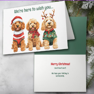 Feestelijke Waterverf Cockapoo Dogs Kerst Kaart