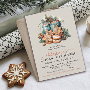 Feestelijke Waterverf Cookie Exchange Party Kaart