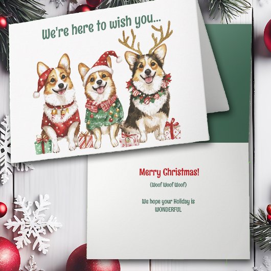 Feestelijke Waterverf Corgi Dogs Kerst Kaart