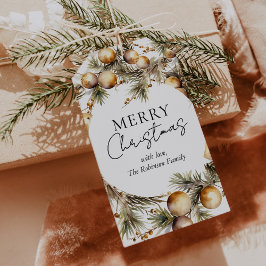 Feestelijke Waterverf gouden gebladerte kerst Cadeaulabel