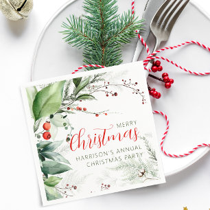Feestelijke waterverf groen Kerstmis Servet