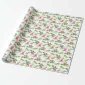 Feestelijke Waterverf Holly Pattern Christmas Cadeaupapier (Uitgerold)