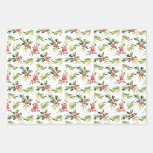 Feestelijke Waterverf Holly Pattern Christmas Inpakpapier Vel (Voorkant)
