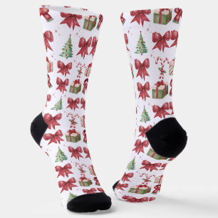 Feestelijke Waterverf Kerst Patroon Crew Soks Sokken