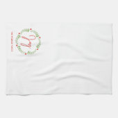 Feestelijke Waterverf Kerstkrans gepersonaliseerd Theedoek (Horizontaal)
