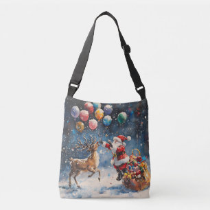 Feestelijke Waterverf Kerstman Rendier Kleurrijke Crossbody Tas
