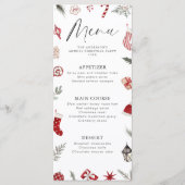 Feestelijke Waterverf Lijst Kerstfeest Menu (Voorkant)