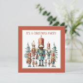 Feestelijke waterverf nutcracker partij kaart (Staand voorkant)