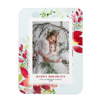 Feestelijke Waterverf Poinsettia Foto Kerst